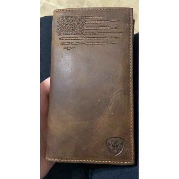 Men's Rodeo Wallet with Distressed USA Flag and Shield Logo - Picture 1 of 7
